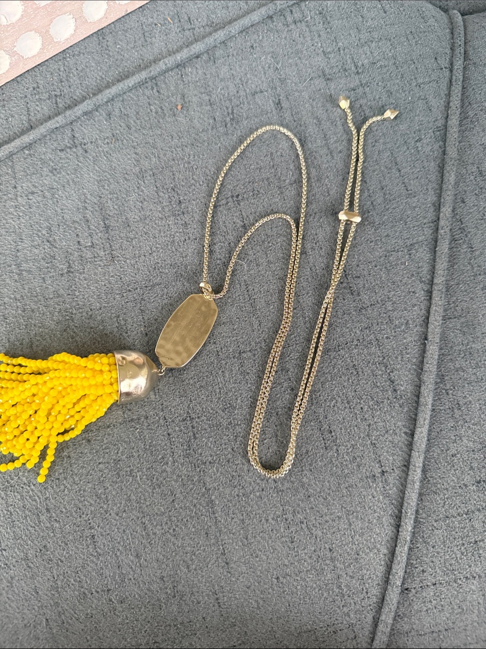 Kendra Scott Yellow Beaded Tassel Pendant Necklace - Gold Tone- length ajustable